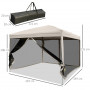 Hopfällbar Paviljong Med Sidovägar & väska 3x3x2,55 m Beige