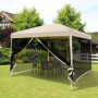 Hopfällbar Paviljong Med Sidovägar & väska 3x3x2,55 m Beige