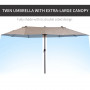 Dubbel Parasoll med Handvev 460 x 270 x 240 cm Beige