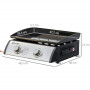 Gas Grillplatta med 2 Brännare - Non-Stick Bärbar 48,5 x 46 x 21 cm