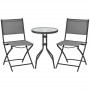 Utemöbler Set - Runt Bord med Två Hopfällbara Stolar