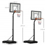Basketkorg med Ställning 210 - 260 cm Höjdjusterbar med Hjul