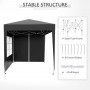 Paviljong 4 Sidoväggar, 2 Nätfönster, Stålram 2 x 2 x 2,4 m Svart