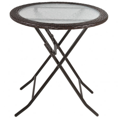 Hopfällbart Utebord 68 x 68 x 73 cm Härdat Glas - Brun