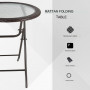 Hopfällbart Utebord 68 x 68 x 73 cm Härdat Glas - Brun