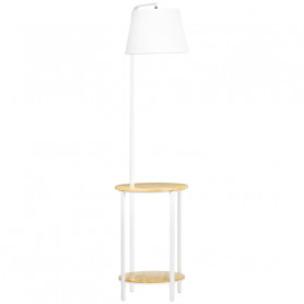 Golvlampa med Sidobord 40 W. E27, Natur + Vit 162 cm