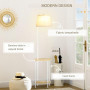 Golvlampa med Sidobord 40 W. E27, Natur + Vit 162 cm