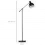 Golvlampa Retro Flexibel Arm 30 x 30 x 131cm Svart