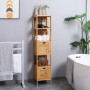Badrumsskåp 3 Hyllor 2 Lådor Bambu 30 x 30 x 140 cm Naturlig