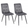2x Matstolar Sammet Grå och Svart 45 x 63 x 90 cm