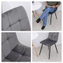 2x Matstolar Sammet Grå och Svart 45 x 63 x 90 cm