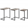 Satsbord Sidobord Set om 3 Brun Svart Industriell Stil