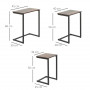 Satsbord Sidobord Set om 3 Brun Svart Industriell Stil