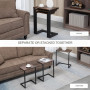 Satsbord Sidobord Set om 3 Brun Svart Industriell Stil