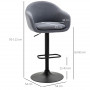 Barstol Vadderad med Fotstöd Höjdjusterbar - Grå