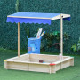 Sandlåda med Justerbar Tak 120 x 120 x 120 cm Trä