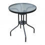 Utebord / Balkongbord ∅60 x H70 cm Metall + Härdglas