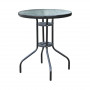Utebord / Balkongbord ∅60 x H70 cm Metall + Härdglas