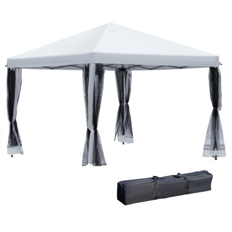 Vikbar Paviljong 2,96L x 2,96B x 2,65H m Med Sidoväggar, Bärväska - Krämvit