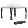 Vikbar Paviljong 2,96L x 2,96B x 2,65H m Med Sidoväggar, Bärväska - Krämvit