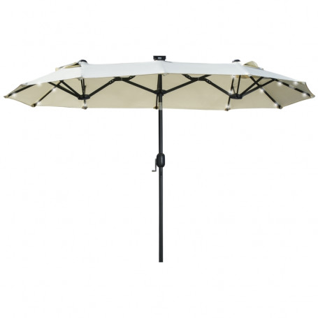 Dubbel Parasoll 2,95 x 1,50 m med Belysning, Tilt - Beige