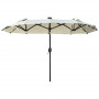 Dubbel Parasoll 2,95 x 1,50 m med Belysning, Tilt - Beige