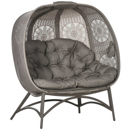Hopfällbar Trädgårdsstol 2-Personer Med Sittdyna 126 x 75 x 142 cm