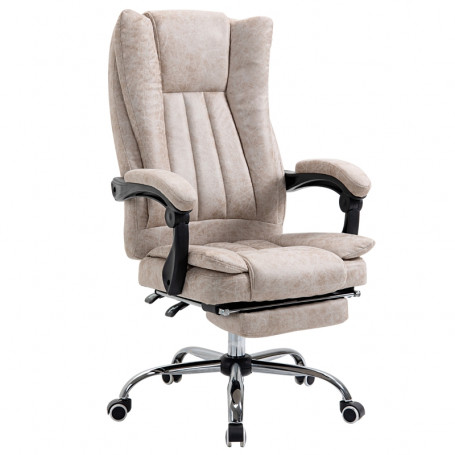 Ergonomisk Kontorsstol Läder Beige med Fotstöd 63 x 71 x 118 cm