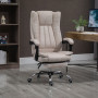 Ergonomisk Kontorsstol Läder Beige med Fotstöd 63 x 71 x 118 cm