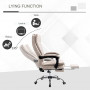 Ergonomisk Kontorsstol Läder Beige med Fotstöd 63 x 71 x 118 cm