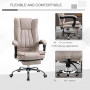 Ergonomisk Kontorsstol Läder Beige med Fotstöd 63 x 71 x 118 cm