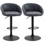 2x Barstolar, Höjdjusterbar Läder Grå 57 x 50 x 84-104 cm
