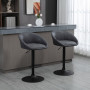 2x Barstolar, Höjdjusterbar Läder Grå 57 x 50 x 84-104 cm