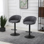 2x Barstolar, Höjdjusterbar Läder Grå 57 x 50 x 84-104 cm