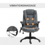 Kontorsstol med Massagefunktion i 6-punkter Ergonomisk Grå