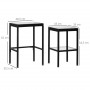 Satsbord, 2x Sidobord med Glasskiva - Metall Svart