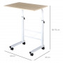 Laptopbord / Sidobord C-format 60 x 40 x 68-78 cm Vit / Ek