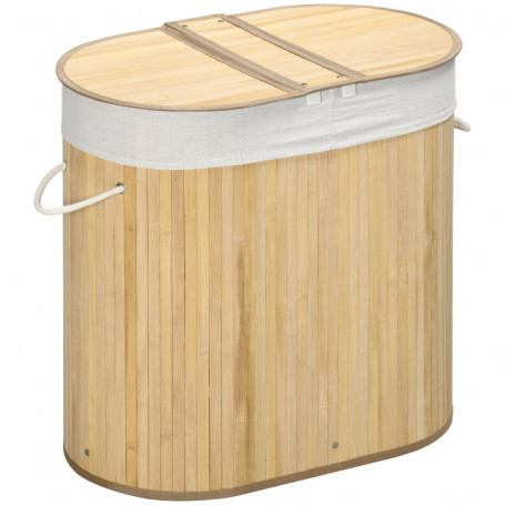 Tvättkorg 100L med Avtagbar Påse 62,5 x 37 x 60,5 cm Naturlig