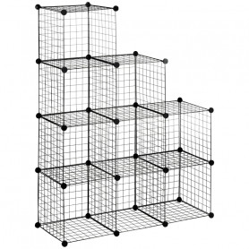 Kubhylla Förvarningssystem 9 Kuber x 35 x 35 x 35 cm Metall Svart