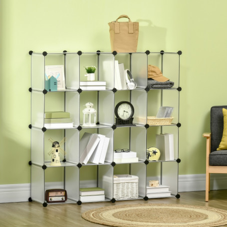 Kubhylla 16 Fack – 125×32×125 cm, Modulär Design, MDF/Viteterminöve...