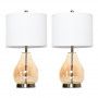 2x Bordslampa Glas Sänglampa Set