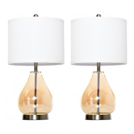 2x Bordslampa Glas Sänglampa Set
