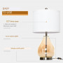 2x Bordslampa Glas Sänglampa Set