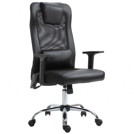 Kontorsstol med Massagekudde Svart Läder / Mesh 63 x 63 x 113-123 cm