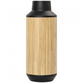 Vas - Blomstervas 42 x 16 cm Naturlig Trä - Svart Metall