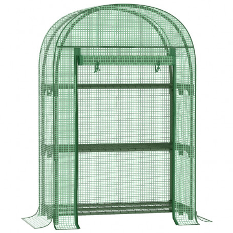 Växthus 3 Hyllor 80 x 49 x 120 cm Metall Grön