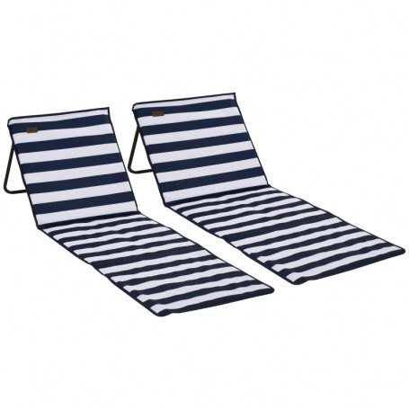 2x Strandmatta med Ryggstöd 142x51x40 cm