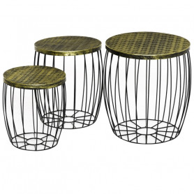 Soffbord Set om 3 Metall Inomhus och Utomhus - Svart / Brons