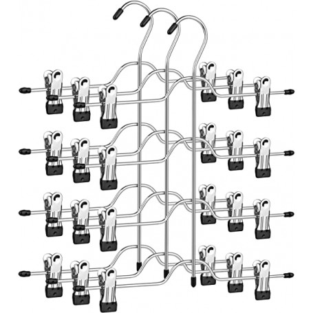 3x Galge med 4-Par Klämmor Byx-/kjolhängare 32 cm