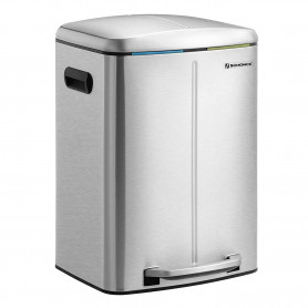 Soptunna med 2 fack 2×20L rostfritt stål pedalhink silver lufttätt ...